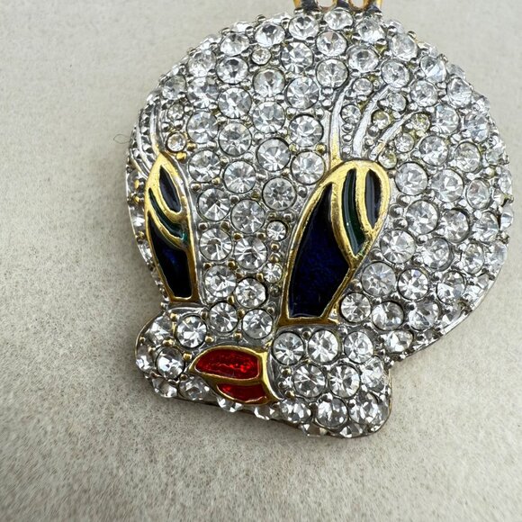 Tweety Bird Crystal Rhinestone Gold-Tone Brooch Pin Sparkling Jewelry Gift Acces - Picture 3 of 4
